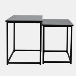 Ohs Manhattan Set Of 2 Square Nest Of Tables Modern End Side Coffee Table - Black - thumbnail 2