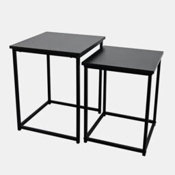 Ohs Manhattan Set Of 2 Square Nest Of Tables Modern End Side Coffee Table - Black - thumbnail 1