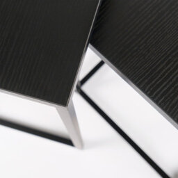 Ohs Manhattan Set Of 2 Square Nest Of Tables Modern End Side Coffee Table - Black - thumbnail 6