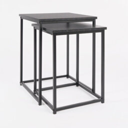 Ohs Manhattan Set Of 2 Square Nest Of Tables Modern End Side Coffee Table - Black - thumbnail 4