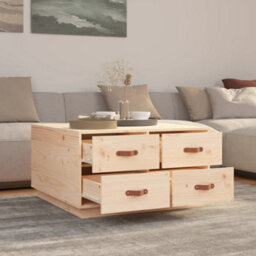 Berkfield Coffee Table 80X80X45 Cm Solid Wood Pine - thumbnail 4
