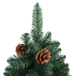 Berkfield Slim Christmas Tree With Real Wood And Cones Green 150 Cm Pvc - thumbnail 3