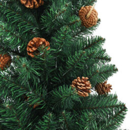 Berkfield Slim Christmas Tree With Real Wood And Cones Green 150 Cm Pvc - thumbnail 4