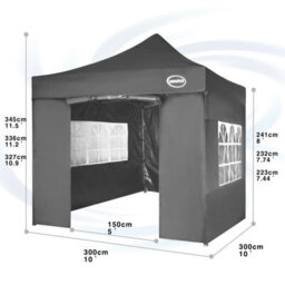 Mcc Direct Maximus 3X3 Heavy Duty Pop Up Grey Gazebo With Sides - thumbnail 4