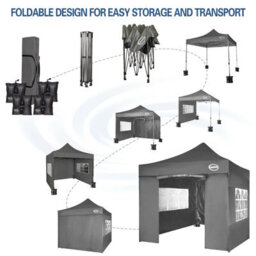 Mcc Direct Maximus 3X3 Heavy Duty Pop Up Grey Gazebo With Sides - thumbnail 6