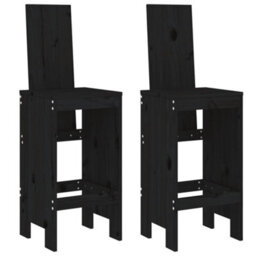 Berkfield 3 Piece Garden Bar Set Black Solid Wood Pine - thumbnail 3