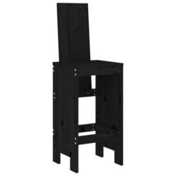 Berkfield 3 Piece Garden Bar Set Black Solid Wood Pine - thumbnail 4