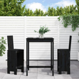Berkfield 3 Piece Garden Bar Set Black Solid Wood Pine