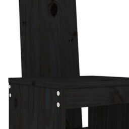 Berkfield 3 Piece Garden Bar Set Black Solid Wood Pine - thumbnail 5