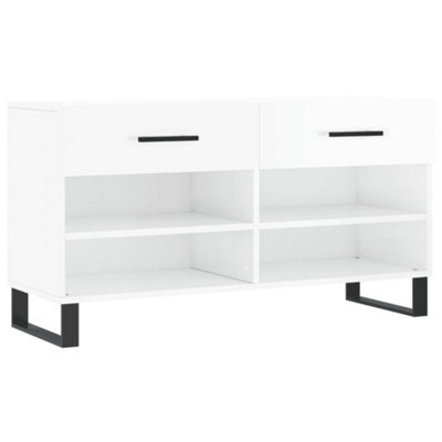 Berkfield Industrial Shoe Bench High Gloss White 102X35X55 Cm Engineered Wood - image 1