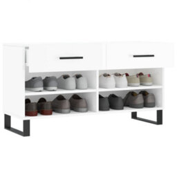 Berkfield Industrial Shoe Bench High Gloss White 102X35X55 Cm Engineered Wood - thumbnail 4