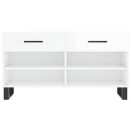 Berkfield Industrial Shoe Bench High Gloss White 102X35X55 Cm Engineered Wood - thumbnail 6