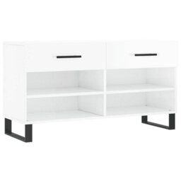 Berkfield Industrial Shoe Bench High Gloss White 102X35X55 Cm Engineered Wood