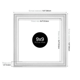 9X9 White Ornate Picture Frame (22.9 X 22.9Cm) Poster, Photo, Artwork, Gallery Wall Or Print - thumbnail 2
