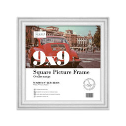 9X9 White Ornate Picture Frame (22.9 X 22.9Cm) Poster, Photo, Artwork, Gallery Wall Or Print - thumbnail 1