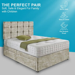 Dining Tables Rio Matching Headboard Divan Set, 2 Drawer On Same Side With Sprung 1500 Comfort Mattress - Double - thumbnail 2