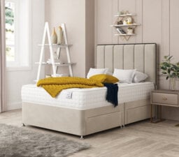 Bed Choices Herringbone Plush Velvet Divan Bed With Mattress, Headboard & 4 Storage Drawers  - Small Double - thumbnail 1