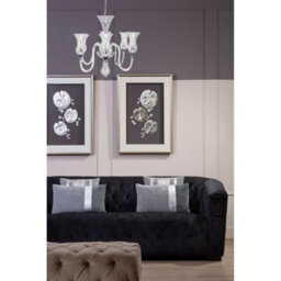 Orsina Glass And Chrome 6 Arm Chandelier, Elegant Glass Lighting Fixture, Chrome Finish Chandelier, Ceiling Light - thumbnail 3