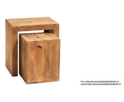 Buttercup Farm Toko Light Mango Cubed Nest Of 2 Tables - Solid Mango Wood - L35 X W51 X H55 Cm - thumbnail 3