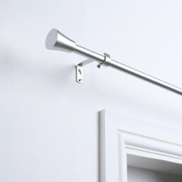 OHS Curtain Pole Extendable Metal Finnials Trumpet End Rings Rod Fittings, Silver - thumbnail 1