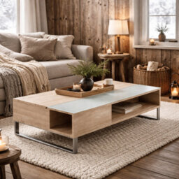 Wyld Haus Salford Lift-Up Coffee Table, Sonoma Oak & White Glass, Rectangular 1100X600X350mm