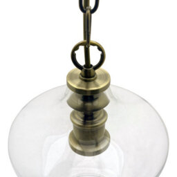 Long Life Lamps Company Industrial Antique Bras Clear Glass Bell Ceiling Pendant Light K445 - thumbnail 4