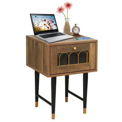Home Stuff Plus Brown Bedside Table Bedside Cabinet For Bedroom, Living Room And Small Spaces - W40 X D40 X H55Cm - image 1