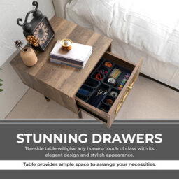 Home Stuff Plus Brown Bedside Table Bedside Cabinet For Bedroom, Living Room And Small Spaces - W40 X D40 X H55Cm - thumbnail 4