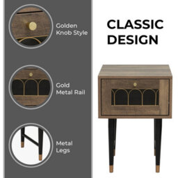 Home Stuff Plus Brown Bedside Table Bedside Cabinet For Bedroom, Living Room And Small Spaces - W40 X D40 X H55Cm - thumbnail 5