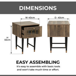 Home Stuff Plus Brown Bedside Table Bedside Cabinet For Bedroom, Living Room And Small Spaces - W40 X D40 X H55Cm - thumbnail 6