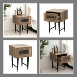 Home Stuff Plus Brown Bedside Table Bedside Cabinet For Bedroom, Living Room And Small Spaces - W40 X D40 X H55Cm - thumbnail 7