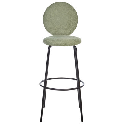 Wyld And Coco Light Green Boucle Bar Stools Set Of 2 Armless With Black Steel Legs Modern Dining - image 1