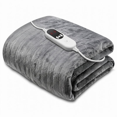 Electric Heated Throw Blanket Grey Soft Fleece 160 X 120Cm - image 1
