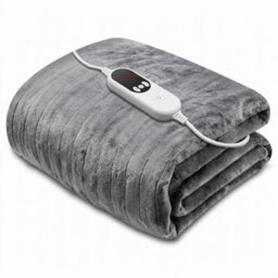 Electric Heated Throw Blanket Grey Soft Fleece 160 X 120Cm - thumbnail 1