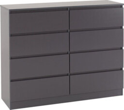 Seconique Malvern 8 Drawer Chest Grey Recessed Handles Metal Runners - thumbnail 1