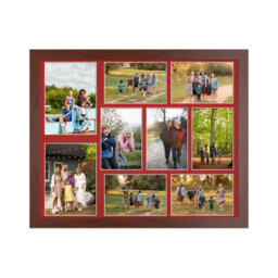 AK Frames 20X16 Rose Wood Modern Multi Photo Frame With Crimson Mount - Holds 9 Apertures (2X) 7X5, (7X) 6X4 Photos - thumbnail 1