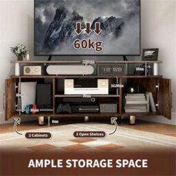 Unit Cabinet With Storage Shelves Entertainment Center Rustic Brown - thumbnail 5