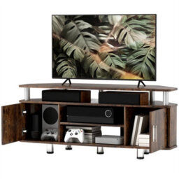 Unit Cabinet With Storage Shelves Entertainment Center Rustic Brown - thumbnail 1