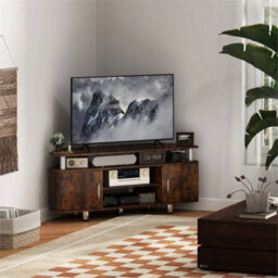 Unit Cabinet With Storage Shelves Entertainment Center Rustic Brown - thumbnail 4