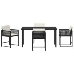 Berkfield Garden Dining Set 5 Pcs Black Poly Rattan - thumbnail 7