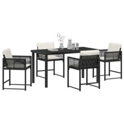 Berkfield Garden Dining Set 5 Pcs Black Poly Rattan - thumbnail 3