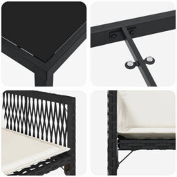 Berkfield Garden Dining Set 5 Pcs Black Poly Rattan - thumbnail 9