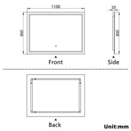 AVER-GROWTH Bathroom Mirror With Led Lights Demister Pad Anti-Fog Dimmable Touch/wall Switch Portrait/landscape Wall Mounted 1100X800mm - thumbnail 8