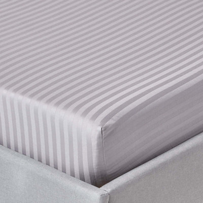 Homescapes Grey Egyptian Cotton Satin Fitted Sheet 330 Thread Count, Double - image 1