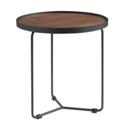 Angel Cerda Stylish Round Corner Table In Walnut And Black Steel