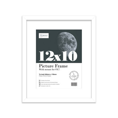 "12X10"" White Frame With Mount For 9X7"" Pictures 20mm Thin Edge Portrait And Landscape Display With Wall Hooks And Kickstand" - image 1