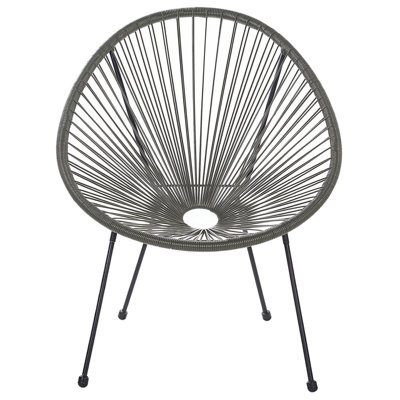 Beliani Garden Chair Dark Grey Pe Rattan Papasan-Style Tub Chair, Compact Outdoor And Indoor Seating - image 1