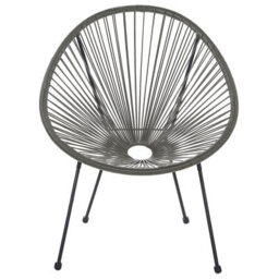 Beliani Garden Chair Dark Grey Pe Rattan Papasan-Style Tub Chair, Compact Outdoor And Indoor Seating - thumbnail 1