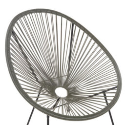 Beliani Garden Chair Dark Grey Pe Rattan Papasan-Style Tub Chair, Compact Outdoor And Indoor Seating - thumbnail 5