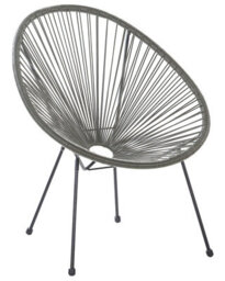 Beliani Garden Chair Dark Grey Pe Rattan Papasan-Style Tub Chair, Compact Outdoor And Indoor Seating - thumbnail 3